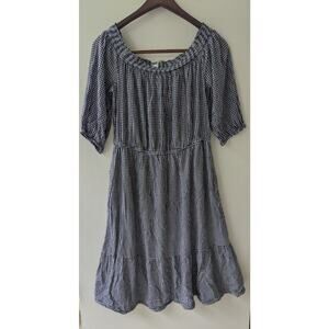 Old Navy Peasant Dress Womens L Gingham Midi Cottagecore Prairie Ruffle Boho